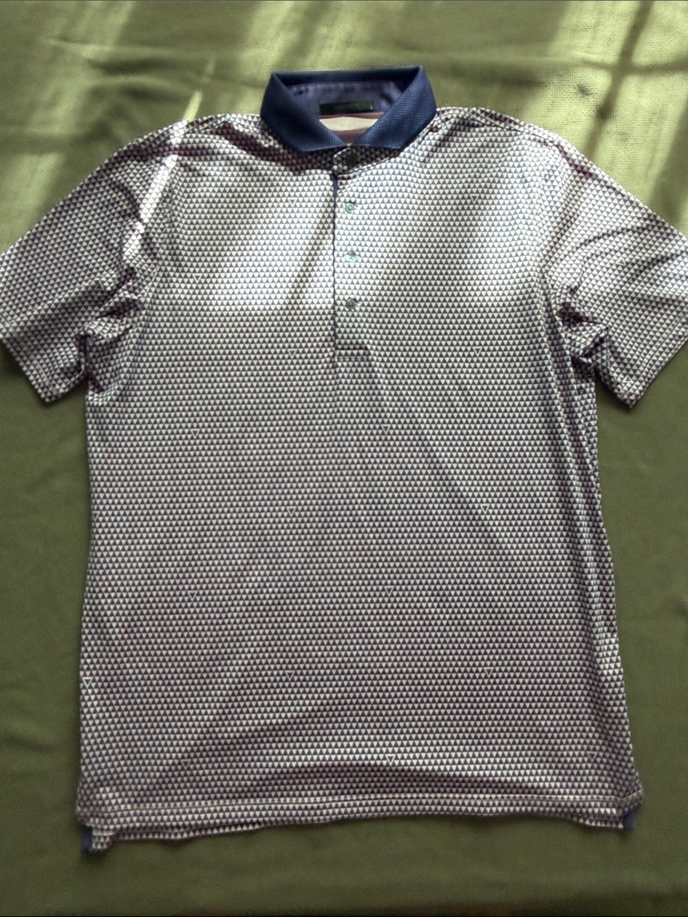 Greyson Golf Men's Navy Collar Patterned Polo Shirt